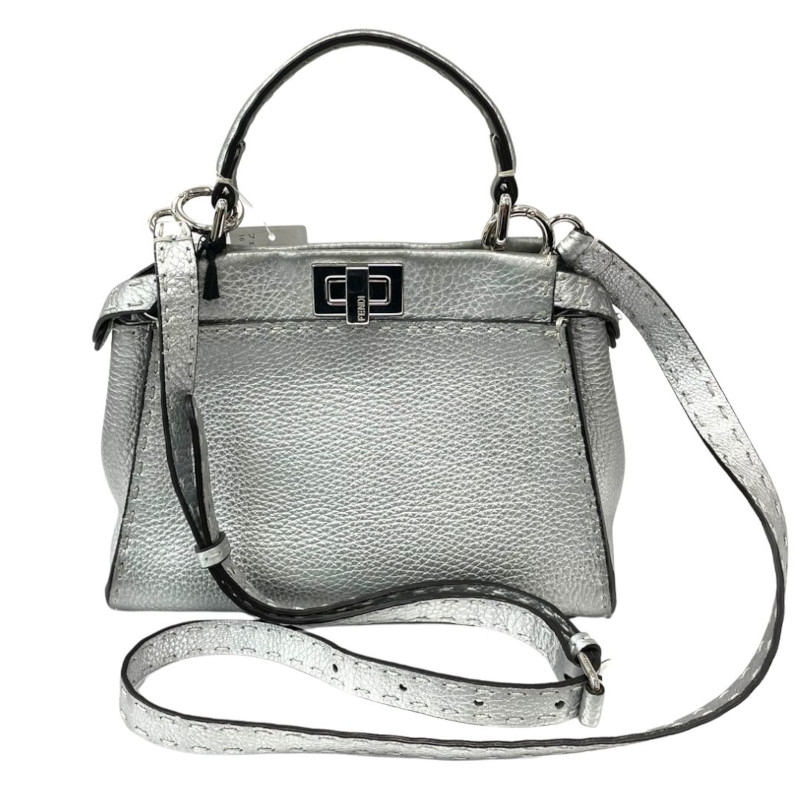 FENDI フェンディ　ミニピーカブー　シルバー FENDI - お値下げ❣️FENDI☆ミニピーカブー・シルバーの通販 by