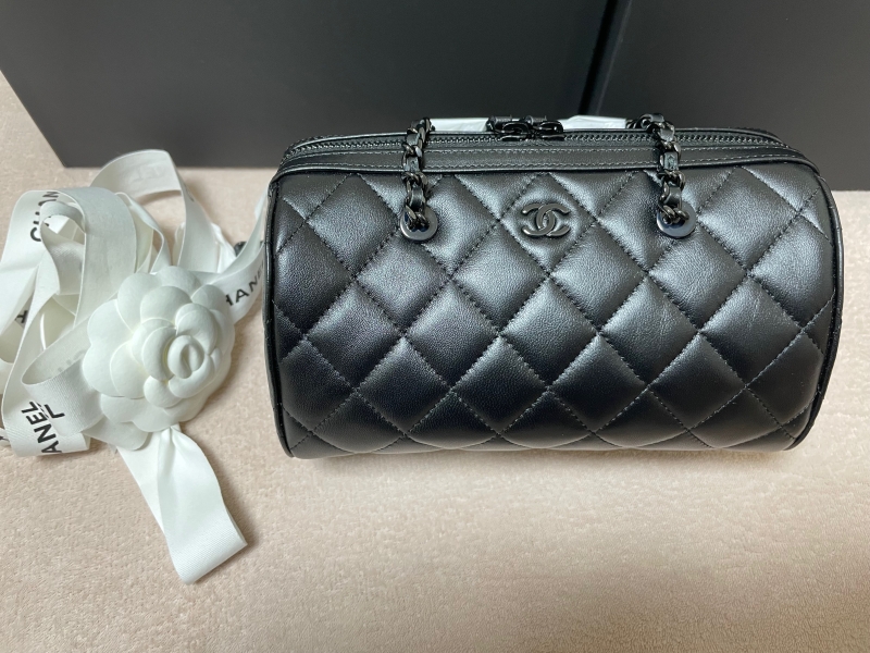 CHANEL ソーブラック ボストンバッグ ブラックチェーン 黒金具 ブランドバンク フリマサイト ブラバン｜シャネル ミニボストン